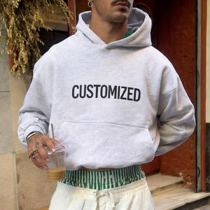 Sudaderas con Capucha de Felpa Francesa de Algodón Blanco Liso Casual para <span class=keywords><strong>Hombre</strong></span>, Sudaderas Cortas Extra Grandes de Alta Calidad 100% Algodón - Product Image 2