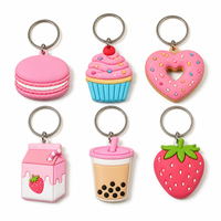 Porte-clés personnalisé en PVC souple, directement de l'usine, porte-clés en caoutchouc mignon en forme de dessert pour cadeaux de fête d'enfants