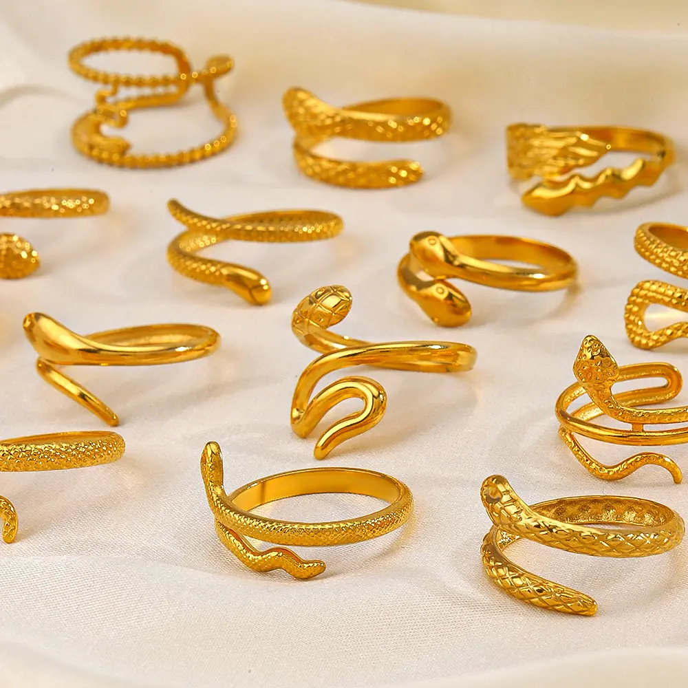 Nabest, из нержавеющей стали, PVD-позолоченные Регулируемые кольца серии Змея, для женщин, открывашка, шарм, кольцо, ювелирные изделия