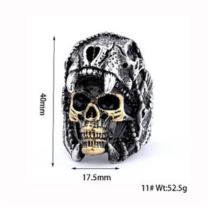 Anneaux <span class=keywords><strong>de</strong></span> crâne pour hommes en acier inoxydable vintage TG, style punk, anneaux <span class=keywords><strong>de</strong></span> crâne gothiques, anneau <span class=keywords><strong>de</strong></span> tête <span class=keywords><strong>de</strong></span> crâne, hip hop, squelette, fantôme, anneau <span class=keywords><strong>de</strong></span> chevalière - Product Image 2
