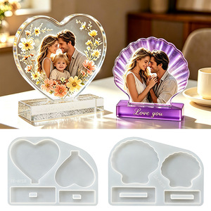 Kalp Kabuğu Fotoğraf Çerçevesi Silikon Kalıp DIY Epoksi Reçine Dekoratif Teşhir Standı Kalıbı - Product Image 1