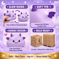 Southpeak Toy Cute Cloud Devil Squishy Soft TPR Slow Rise Squeeze Stretch Relax Stress Relief 15cm PVC Box PDQ Display OEM WS