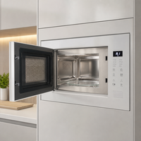 Horno Microondas Integrado Moderno de Gran Capacidad para Cocina, Pantalla Digital de Vidrio Blanco, Fácil de Limpiar, Interior de Acero Inoxidable
