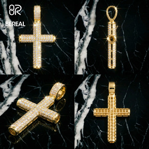 จี้รูปกางเขน 3 มิติ GRA Certified Vvs Moissanite สำหรับผู้ชาย สไตล์ฮิปฮอปหรูหรา ประดับเพชรทรงกลมแบบ Iced Out พร้อมจี้ตัวอักษร  งานจิวเวลรี่ชั้นดี - Product Image 2