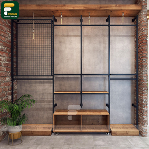 Contemporary Clothing Boutique Garment <b>Display</b> <b>Cabinet</b> <b>Wall</b> Rack Cashwrap Counter Shelf Lighting Fixture - Product Image 1