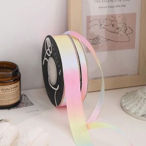 Ruban en satin dégradé arc-en-ciel pour bouquet, côtelé, fait main, en polyester durable, avec logo personnalisé Zexiao, pour emballage cadeau d'anniversaire ou de fleurs - Product Image 2