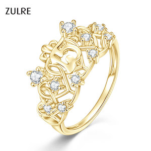 Anillo de Compromiso con Corona de Circonitas Transparentes 5A de Corte Redondo, Diseño de Enredadera, para Mujer, Estilo Reina de Quinceañera, 15 Años, Amor, Aniversario - Product Image 1