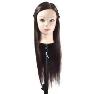 Head Synthetic Hair Training Manikin Cosmetology Head Synthetic Fiber Hair Hairdressing Training Model With Free Clamp Stand