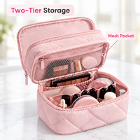Sac de voyage matelassé personnalisé avec logo, double couche, étanche, en polyester, pour maquillage, avec poignée, OEM ODM, vente en gros