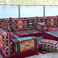 Canapé d'angle modulable en tissu rouge en forme de U, style Majlis arabe, pour appartement, centre commercial, salon