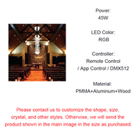 Lustre LED 45W en cristal à fibre optique, cascade longue pour l'intérieur des églises, vente directe usine, grande suspension de plafond