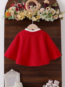 Giacca con Mantella Tinta Unita Autunno Inverno, Stile Casual con Collo a O, 100% Poliestere Traspirante per Bambine (Senza Strato Interno) - Product Image 2