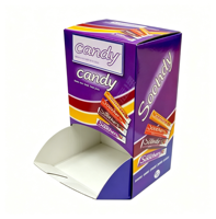Caja de Exhibición de Cartón Corrugado Personalizada, Fácil de Montar, Bandeja Plegable para Mostrador, para Exhibición de Barras de Chocolate y Snacks Envueltos