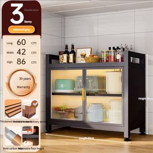 Large Capacity Eco Friendly Waterproof Metal Modern Multifunction <b>Storage</b> Rack Double Door <b>Kitchen</b> Cabinet Microwave Tableware - Product Image 2