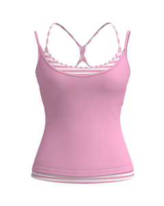 Camiseta deportiva tipo top con tirantes finos, de doble capa, a rayas, reciclada, con soporte de compresión, elástica y que absorbe la humedad - Product Image 4