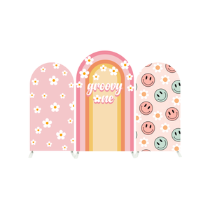 Custom groovy baby shower festa di compleanno copertina sfondo arco - Product Image 1