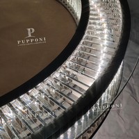 Table à gâteau de mariage et d'événements de 120 cm avec supports en cristal K9 blanc et éclairage LED pour décoration
