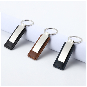 Laser Cut Engravable Blank Engraving Laser Sublimation Luxury Leather Name Key Chain High End Custom Leather and Metal <b>Keychain</b> - Product Image 4