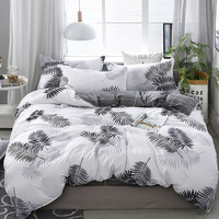 Parure de lit en coton brossé lavé de qualité supérieure, comprenant drap plat, housse de couette et taies d'oreiller, pour lit simple d'étudiant universitaire