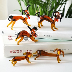 Statuette de chiot en verre soufflé à la main, <span class=keywords><strong>d</strong></span>écoration <span class=keywords><strong>d</strong></span>'intérieur mignonne, mini ornement de table en forme de chien, cadeau de dessin animé - Product Image 2