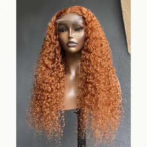 wholesale ginger orange color human hair wigs natural original brazilian cuticle aligned raw hair lace wig for black women