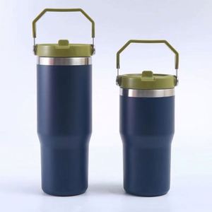 Fast Add LOGO 30oz 40oz Stainless Steel Vacuum Cup Tumbler <b>with</b> Handle and <b>Straw</b> Camping Thermal <b>Flasks</b> for Mugs - Product Image 3