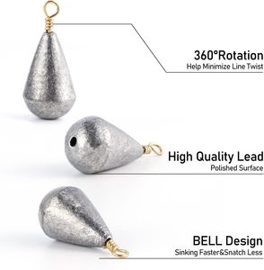 Poids de pêche Plombs Kit Bass Casting Drop Shot Poids Plomb Poids de pêche pour poisson-chat Eau salée Eau douce - Product Image 2