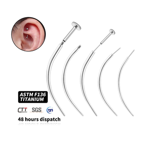 Ear Nose Piercing Jewelry Guide Tools Kit Insert Curved Barbell Piercing 14G 16G 18G Threaded ASTM F136 Titanium Push <strong>Pin</strong> Tool - Product Image 1