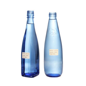 Fabricantes 250ml Botella de whisky de vidrio de color <span class=keywords><strong>azul</strong></span> Vodka Bebida vacía Vino Botella de agua mineral espumosa con tapón de rosca - Product Image 1