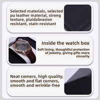 Boîte à montre en cuir PU personnalisée avec coins arrondis, source d'usine, prête pour l'impression de logo, emballage cadeau pour montres