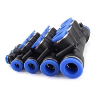 PK 4/6/8/10/12mm connecteur pneumatique rapide en plastique bleu à cinq voies cinq raccords de tuyau d'air raccords droits