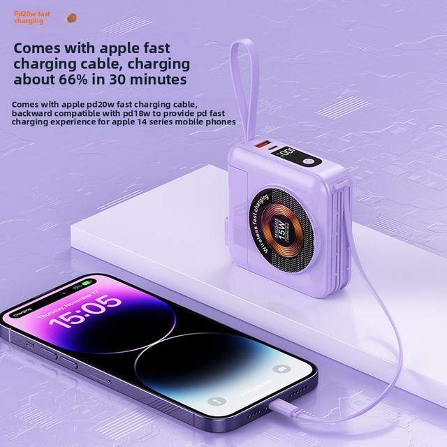 Wholesale  Detachable AC-plug Plastic Wall Plug 2-in-1 Power Bank Built-in Cable Super-fast Charging 20000 MAh Power Bank