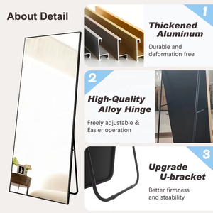 Bán buôn đầy đủ chiều dài gương Hợp kim nhôm đầy đủ cơ thể Gương hình chữ nhật mặc quần áo tầng thường vụ treo tường gương - Product Image 5