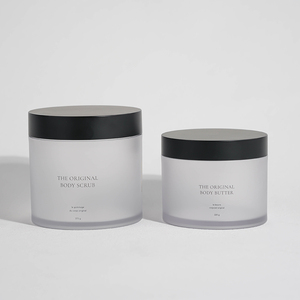 200ml 8oz 250ml Logotipo personalizado de lujo Frascos de plástico de pared gruesa esmerilada transparente <span class=keywords><strong>con</strong></span> tapas negras para crema de mantequilla corporal - Product Image 3