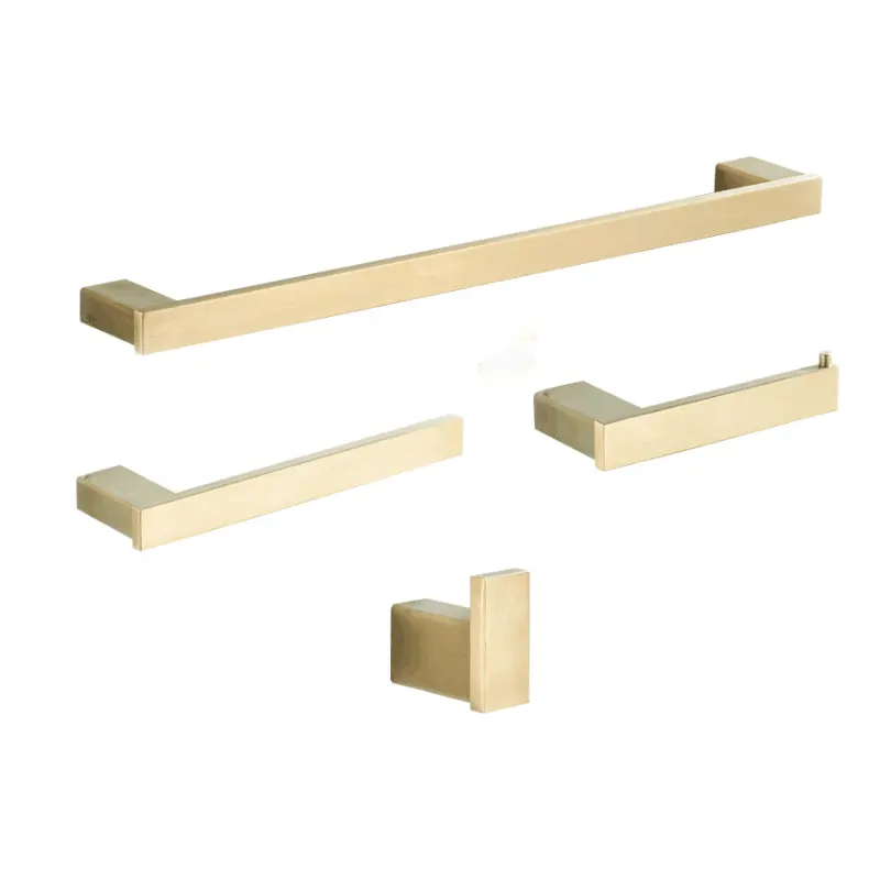 Modern Bathroom Brushed Gold Accessory Set Wall Mounted stainless steel towel bar set