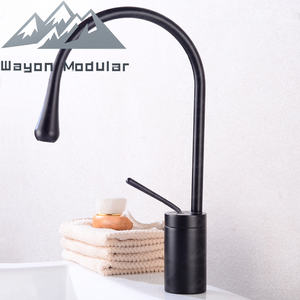 Robinet <span class=keywords><strong>de</strong></span> lavabo sur pied Wayon en or brossé <span class=keywords><strong>de</strong></span> luxe, <span class=keywords><strong>col</strong></span> <span class=keywords><strong>de</strong></span> <span class=keywords><strong>cygne</strong></span> haut, mitigeur <span class=keywords><strong>de</strong></span> salle <span class=keywords><strong>de</strong></span> bain - Product Image 3
