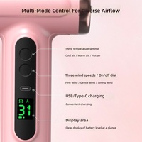 Sèche-cheveux sans fil rechargeable, sèche-cheveux portable haute puissance, 3 vitesses, air chaud et froid, séchage rapide, souffleur de voyage