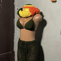 Maillot de bain bikini 2 pièces tricoté à la main, nouvelle mode transfrontalière, pour fête sur la plage, avec haut tube uni et taille ajustée, idéal pour les photos