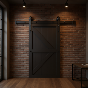 Kit de quincaillerie pour porte coulissante simple en forme de J, 10 pieds, en acier au carbone noir, style industriel, pour intérieur, maison et bureau - Product Image 3