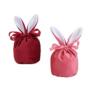 Piccola Borsa in Velluto 13*15cm con Orecchie di Coniglio e Chiusura a Cordoncino <span class=keywords><strong>per</strong></span> Regali <span class=keywords><strong>per</strong></span> <span class=keywords><strong>Bambini</strong></span>, Pasqua, Compleanno, Capodanno Cinese e Festività - Product Image 1