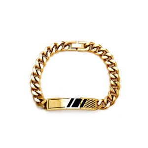 Anti Tarnished 316L Stainless Steel Fashion <b>Men's</b> Bracelet & <b>Bangle</b> 14K 18K Gold Plated Engravable Bracelet Blanks For <b>Men</b> - Product Image 5