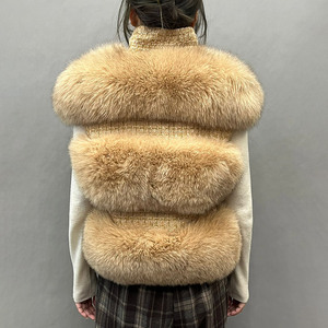 Nuova donna 3 file di Gilet di pelliccia naturale Gilet di <span class=keywords><strong>Tweed</strong></span> donna Gilet di vera pelliccia di volpe - Product Image 4