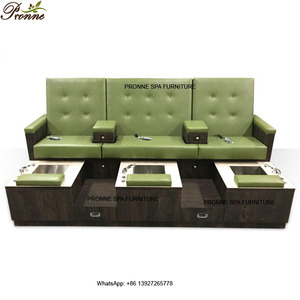 Ensemble de pédicure de bols en acier inoxydable 3 places au design moderne banc de spa pour pédicure avec accoudoir - Product Image 2