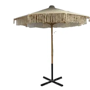 술 수제 짠 안뜰 정원 해변 macrame 우산 도매 저렴한 자동 비 우산