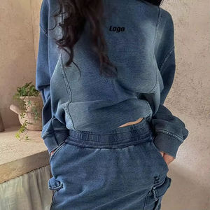 Casual Two-Piece Vintage Sportswear Set Velour Breathable <b>Hoodie</b> Button Collar <b>Leopard</b> <b>Print</b> Sustainable Knitted Autumn Women's - Product Image 3