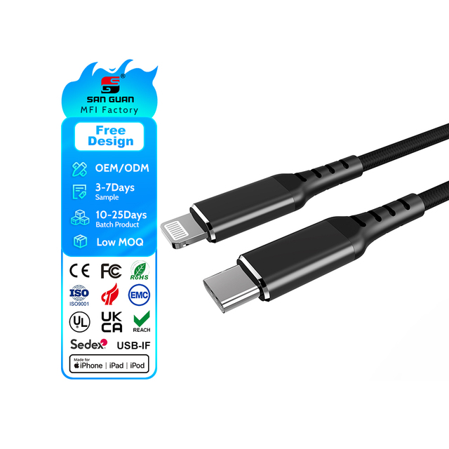 MFi Certified USB C to Lightning Cord Original C94 Connector 18W PD Fast Charge Nylon Braided 1M/2M for Apple iPhone 14 Pro