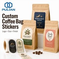 Autocollants personnalisés pour sacs à café, étiquettes adhésives imprimées en rouleau pour sachets, sacs kraft, scellés d'emballage pour marques de café torréfié