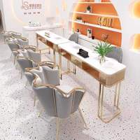 Table à ongles en bois de style moderne personnalisée dorée pour salons de beauté, services de spa pour les ongles, chambre à coucher, salon, centre commercial