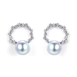 Bijoux en perles des mers du Sud Mishang Boucles d'oreilles en argent sterling 925 8-9mm <span class=keywords><strong>Madama</strong></span> Akoya Pearl Circle Stud - Product Image 5