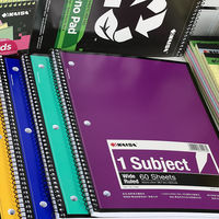 Fournitures scolaires, cahier à spirale à 1 matière, couverture en PP de couleur assortie, cahier à spirale à 3 trous pour le bureau et les études